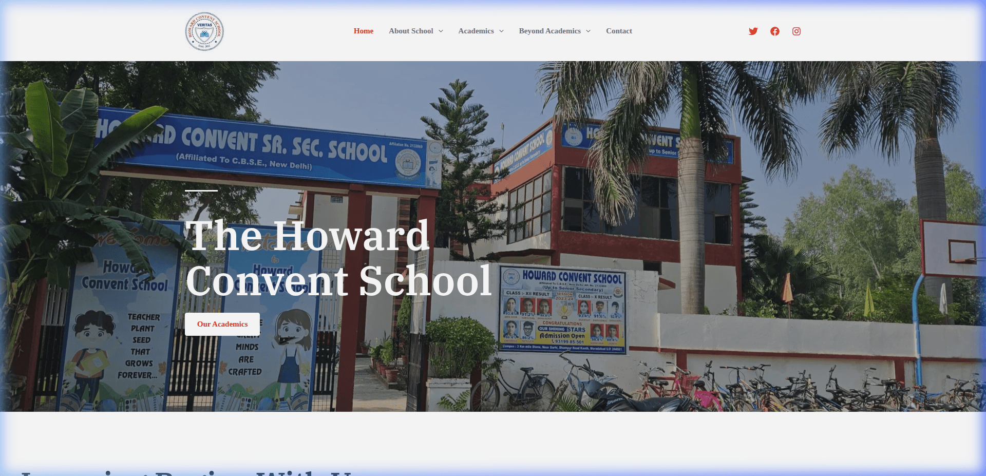 Howard Convent School website screenshot